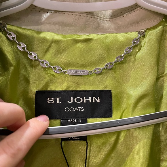 Sage green genuine leather St. John jacket size medium - Picture 11 of 14